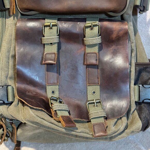 Canvas Travel Backpack laptop, Large Capacity Hiking Backpack, Outdoor Casual Da - Picture 3 of 14